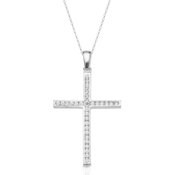 9ct Gold CZ Cross Pendant-C118