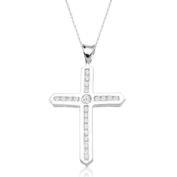 9ct Gold CZ Cross Pendant-C28W