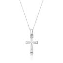 9ct White Gold CZ Cross Pendant-C31W