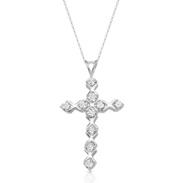 9ct Gold CZ Cross Pendant-C46W