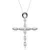 9ct White Gold CZ Cross Pendant-C51W