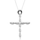 9ct White Gold CZ Cross Pendant-C51W