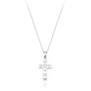 9ct White Gold CZ Cross Pendant-C5W