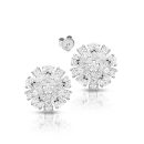 9ct Gold CZ Floral Earrings-E268W