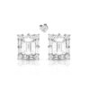 9ct White Gold Emerald Cut CZ Stud Earrings-E276W