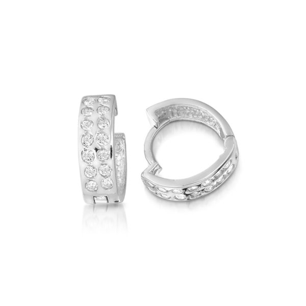 9ct Gold CZ Hoop Earrings-E50W