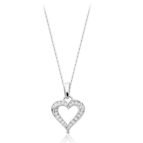 9ct Gold CZ Heart Pendant-P13W