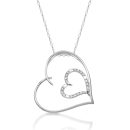 9ct White Gold CZ Heart Pendant-P425W