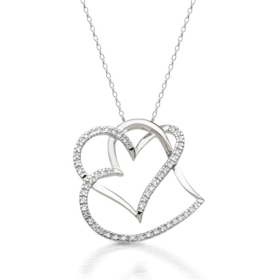 9ct White Gold CZ Heart Pendant-P426W