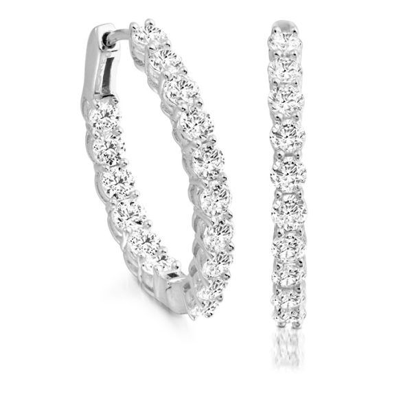 White Gold CZ Hoop Earrings-E4W