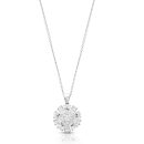 9ct White Gold CZ Floral Pendant-P268W