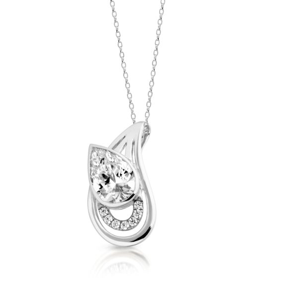 9ct Gold CZ Pendant-P282W