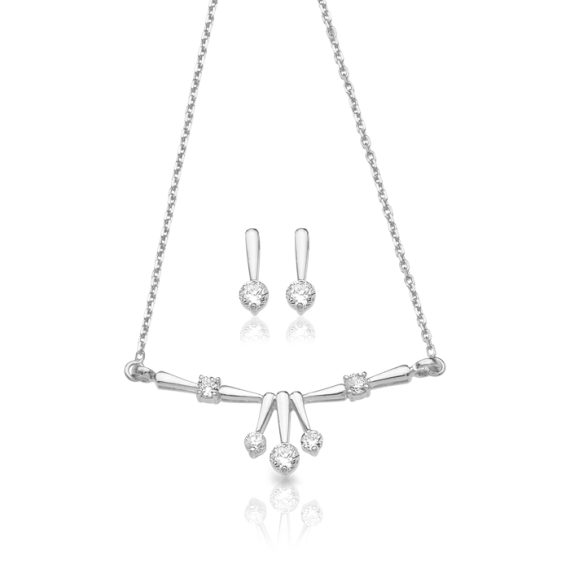 9ct Gold CZ Necklace Set-SET31W