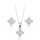 9ct White Gold CZ Pendant-SET12W