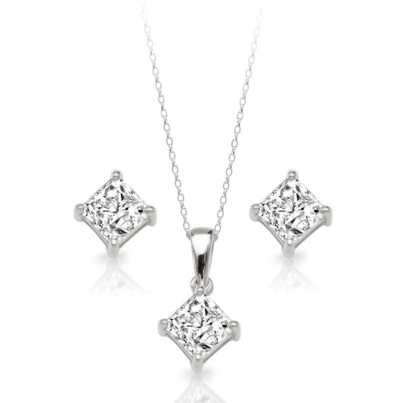 9ct White Gold CZ Pendant-SET12W