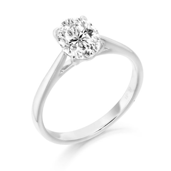 9ct White Gold Oval Shape CZ Engagement Ring-R342W