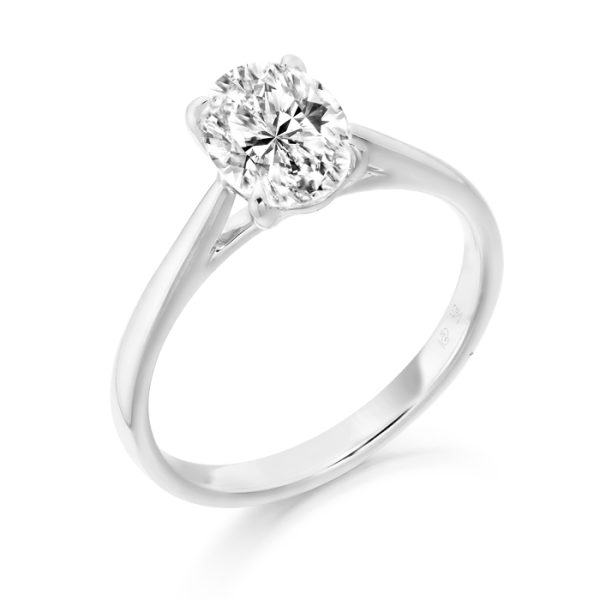 9ct White Gold Oval Shape CZ Engagement Ring-R342W