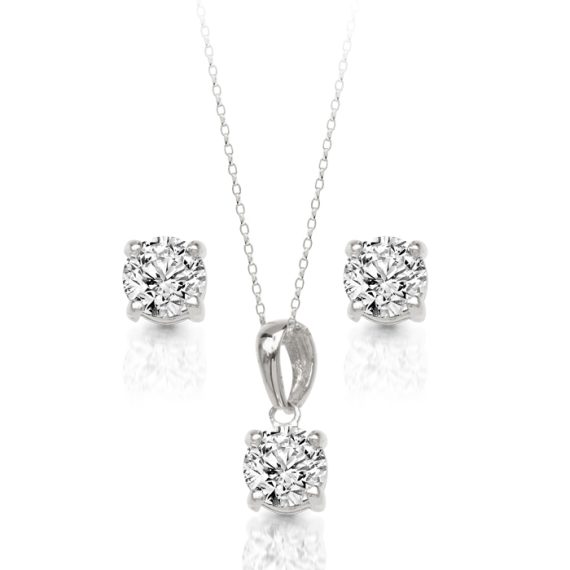 9ct White Gold CZ Pendant-SET6W