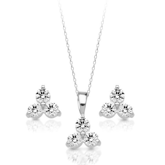 9ct White Gold CZ Pendant-SET192W