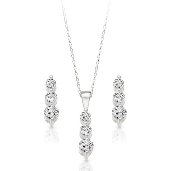 9ct Gold CZ Trilogy Pendant-SET57W