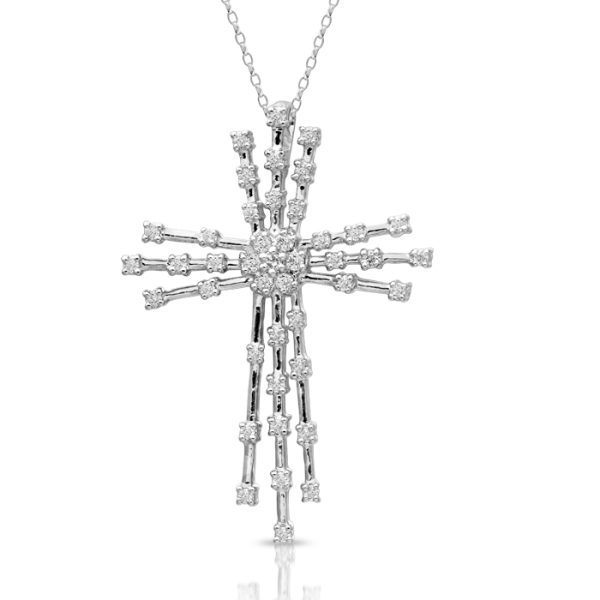 9ct White Gold Diamond Cross Pendant - DPL310W