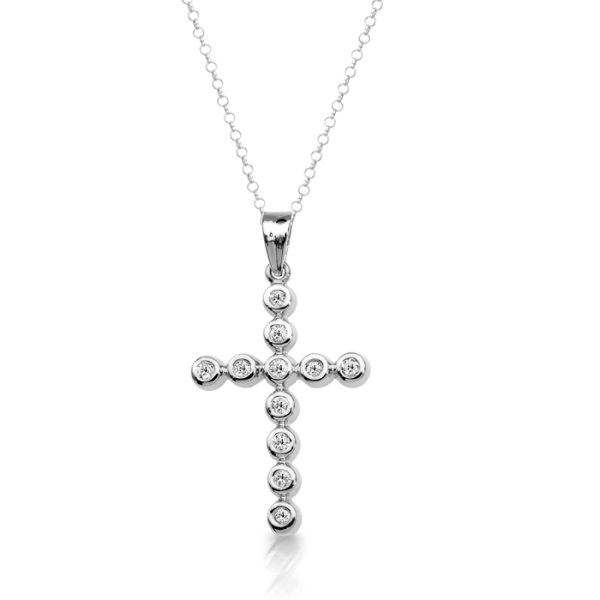 9ct White Gold Diamond Cross Pendant - DPL4W