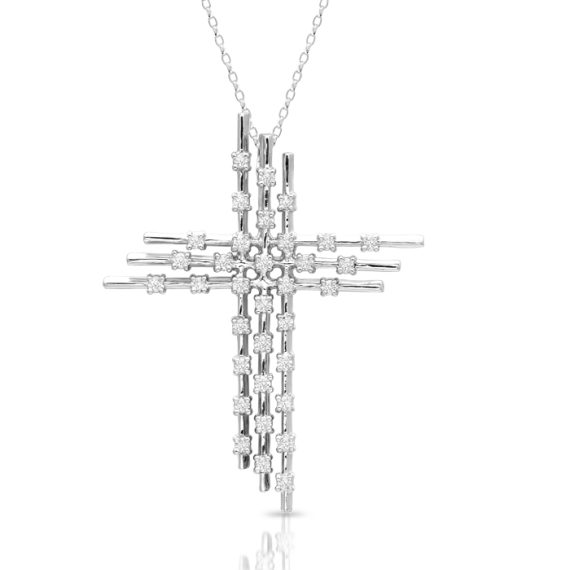 9ct White Gold Diamond Cross Pendant - DPL81W
