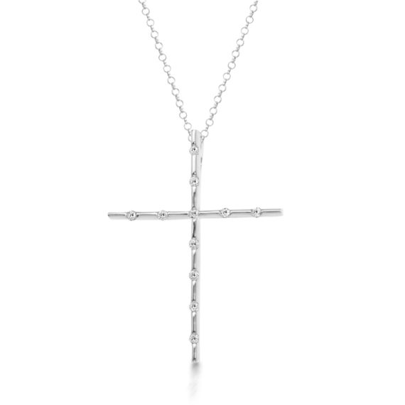 9ct White Gold Diamond Cross Pendant - DPL83W