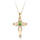 Claddagh Cross set with CZ and Emerald Stone-C140