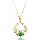 Emerald Claddagh Pendant with Celtic Knot-P049