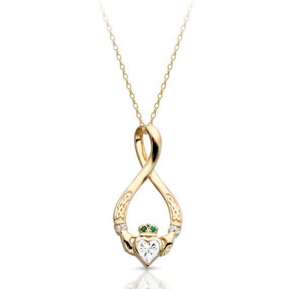 Claddagh Pendant with Celtic Knot Emblem-P055