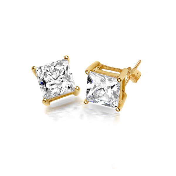 Princess cut CZ Stud Earrings-E202