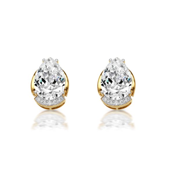 Pear Shape CZ Stud Earrings-E262