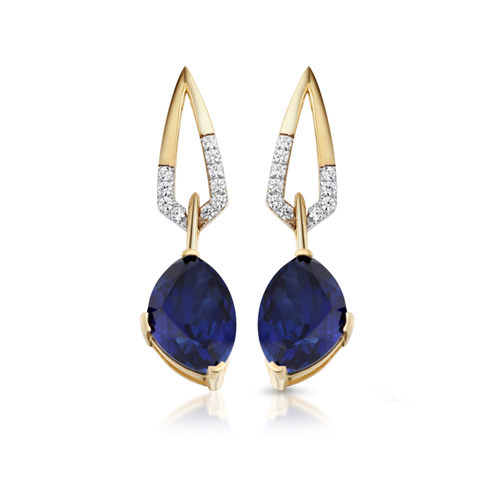 Joyalukkas 22k (916) Yellow Gold and Blue Sapphire Drop Earrings for Girls  : Amazon.in: Jewellery