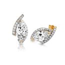 Gold Stud Earrings with Marque CZ-E294