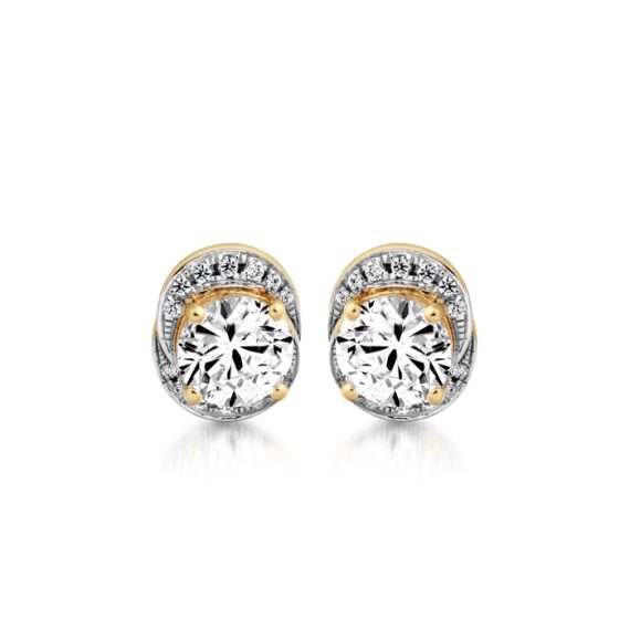 CZ Halo Earrings-E295