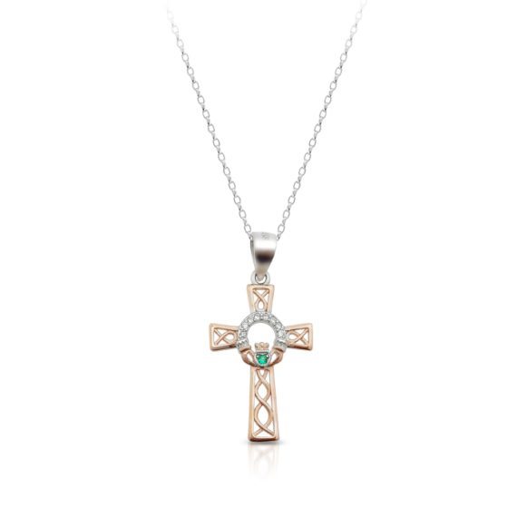 Silver Celtic and Claddagh Cross Pendant-SC82