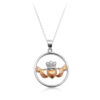 Silver Claddagh Pendant with Rose Gold Plated Motif-SP74