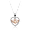 Silver Claddagh Pendant with Rose Gold Plated Motif-SP79