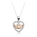 Silver Claddagh Pendant with Rose Gold Plated Motif-SP79