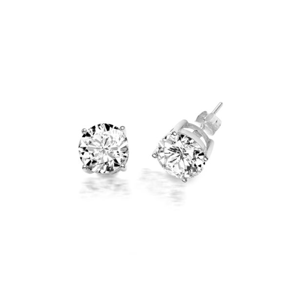 CZ Stud Earrings-E208W