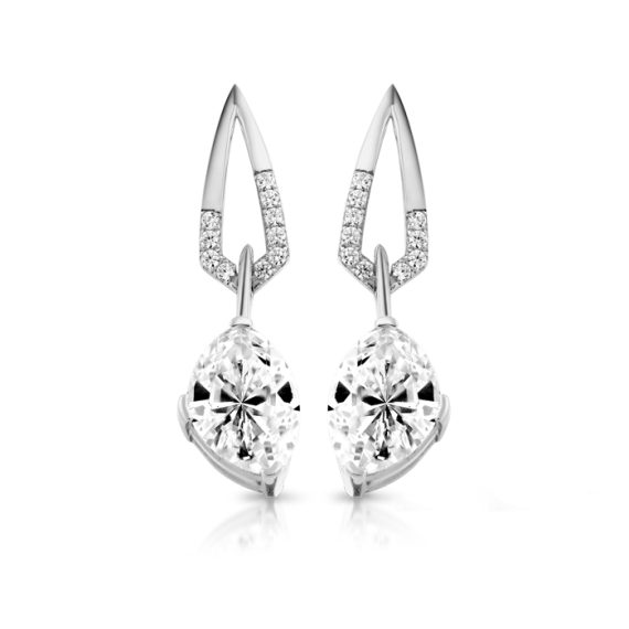 White Gold Drop Earrings-E281W