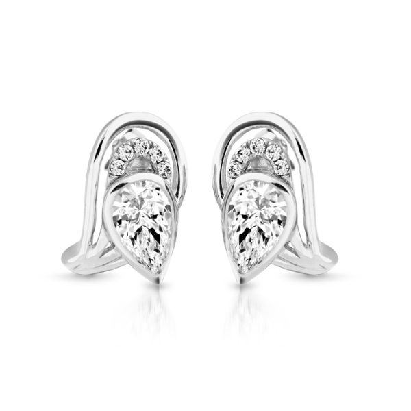 White Gold Pear shape Earrings-E282W