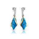 9ct Two Tone Gold Turquoise Earrings-E289W