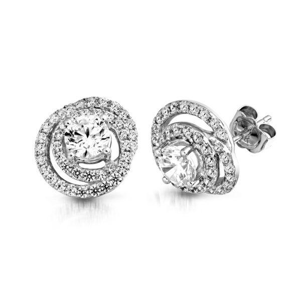 White Gold CZ Earrings-E299W