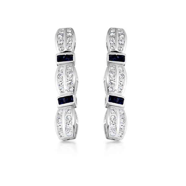 White Gold Sapphire Earrings-ER26SW