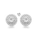 White Gold Halo Earrings-E8W