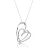 18ct White Gold Double Heart Diamond Pendant-DPL138W