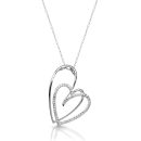 18ct White Gold Double Heart Diamond Pendant-DPL138W