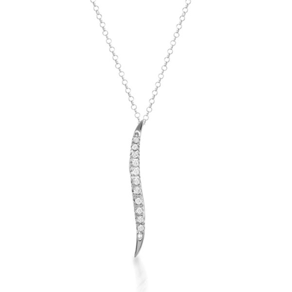 9ct White Gold Diamond Pendant-DPL12W